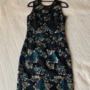 Party dress with lace overlay